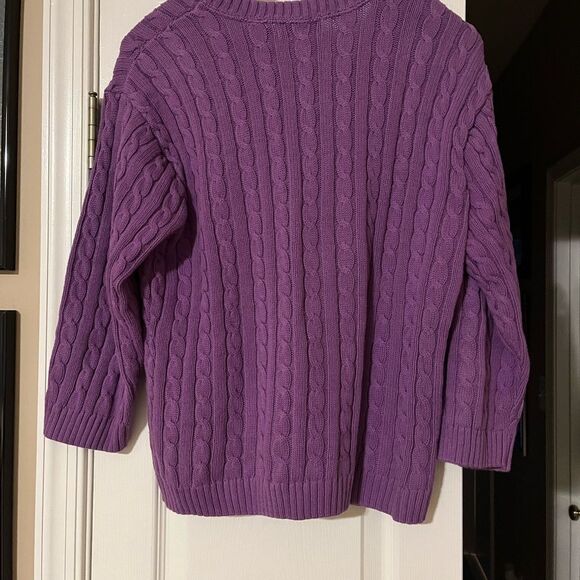 525 America Purple Cable Knit V-Neck Sweater sz XL EUC - Picture 4 of 5